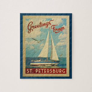 St. Petersburg Sailboat Vintage Travel Florida Jigsaw Puzzle