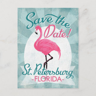St Petersburg Save The Date Pink Flamingo Announcement Postcard