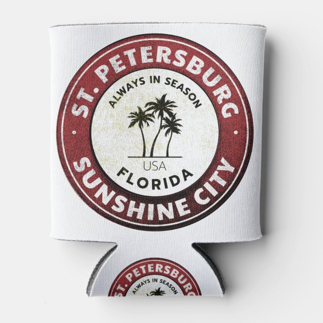 St. Petersburg Sunshine City Florida Can Cooler (Front)