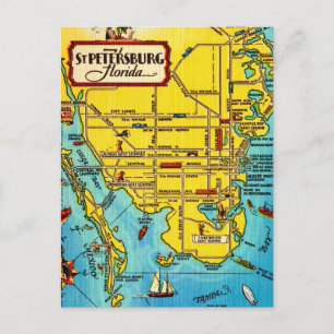 St. Petersburg Vintage Map Postcard