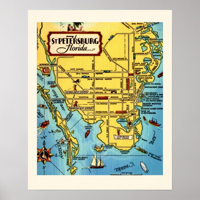 St. Petersburg Vintage Map Poster (Front)