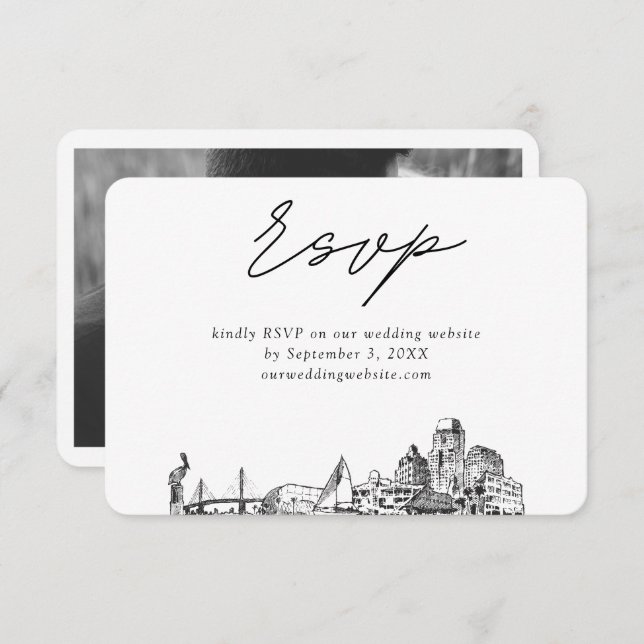 St. Petersburg Wedding Minimalist Sketch RSVP Enclosure Card (Front/Back)