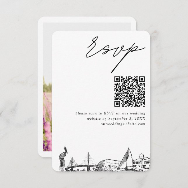St. Petersburg Wedding RSVP QR Code Small Enclosure Card (Front/Back)