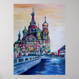 St Petersburg With Church Of The Saviour On Blood Poster