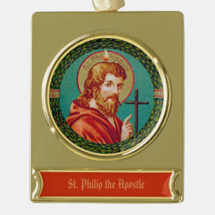 St. Philip the Apostle (JMAS 10) Gold Plated Banner Ornament