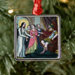 St. Philomena is Tried before Emperor Diocletian Metal Tree Decoration
