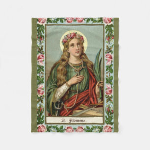 St. Philomena Pink Roses Palm Cord Fleece Blanket