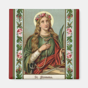 St. Philomena Pink Roses Palm Cord Magnet