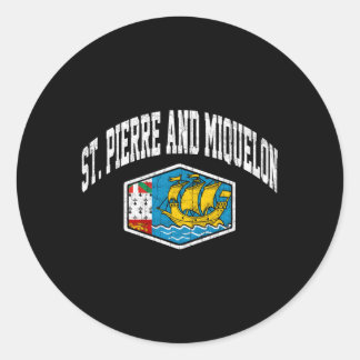 St Pierre And Miquelon Flag Throwback Classic Round Sticker
