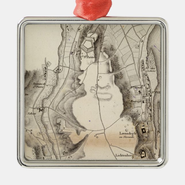 St Pierre Plateau Atlas Map Metal Tree Decoration (Front)
