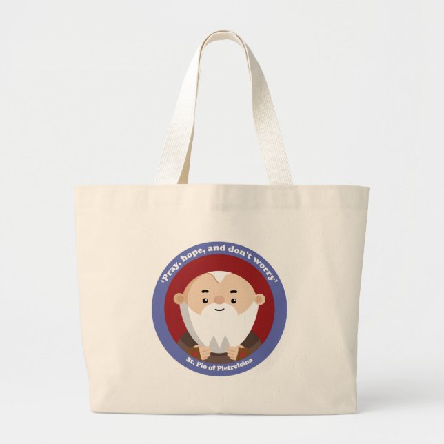 St Pio of Pietrelcina Large Tote Bag (Front)