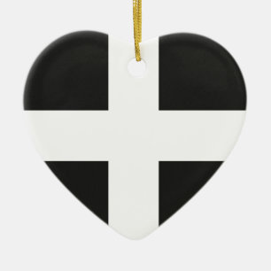 St Piran's Flag Cornwall Kernow Ceramic Tree Decoration