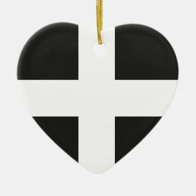 St Piran's Flag Cornwall Kernow Ceramic Tree Decoration (Front)