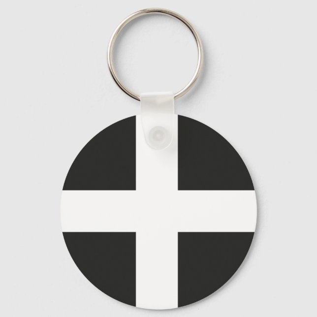 St Piran's Flag Cornwall Kernow Key Ring (Front)