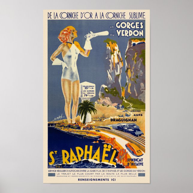 St Raphaël France Vintage Poster 1930s (Front)