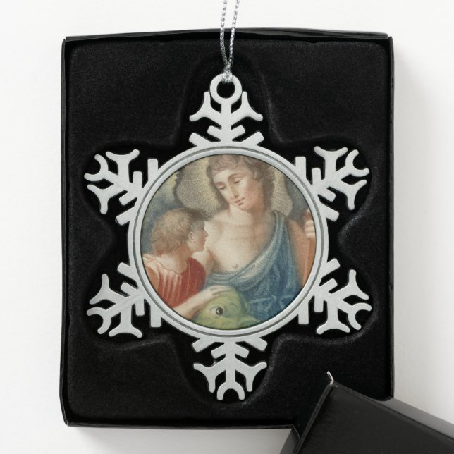St. Raphael the Archangel (M 012) Snowflake Pewter Christmas Ornament (Box)
