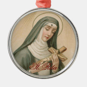 St. Rita of Cascia (M 015) Circular Metal Tree Decoration