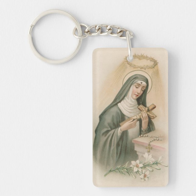 St. Rita of Cascia (M 015) Rectangular Acrylic Key Ring (Front)