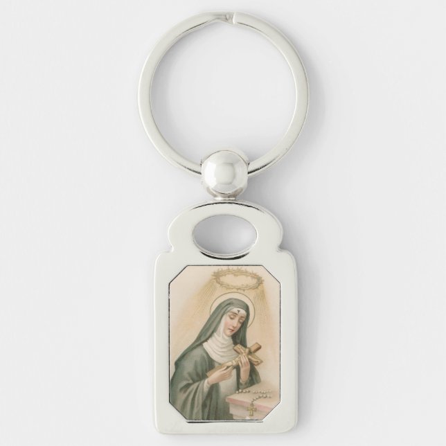 St. Rita of Cascia (M 015) Rectangular Metal Key Ring (Front)