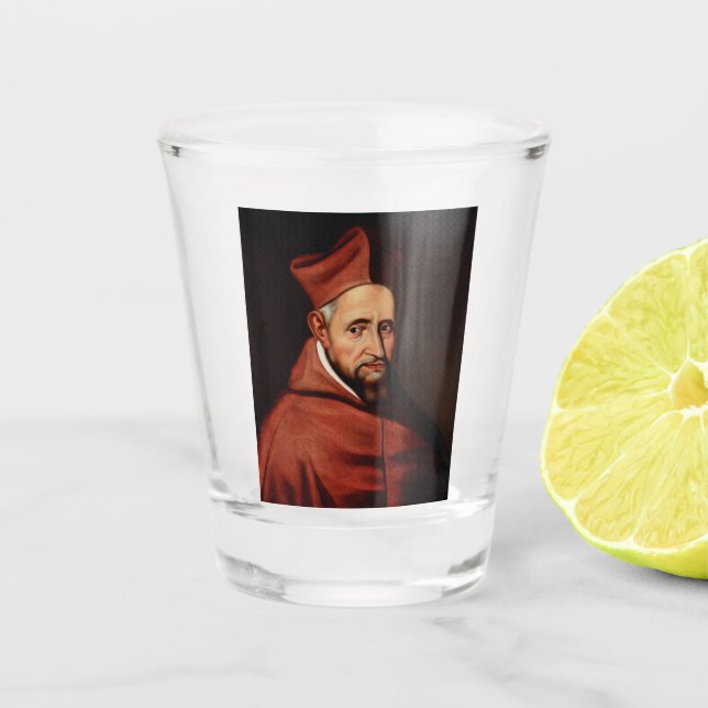 St. Robert Bellarmine Roman Library Art Shot Glass (Front)
