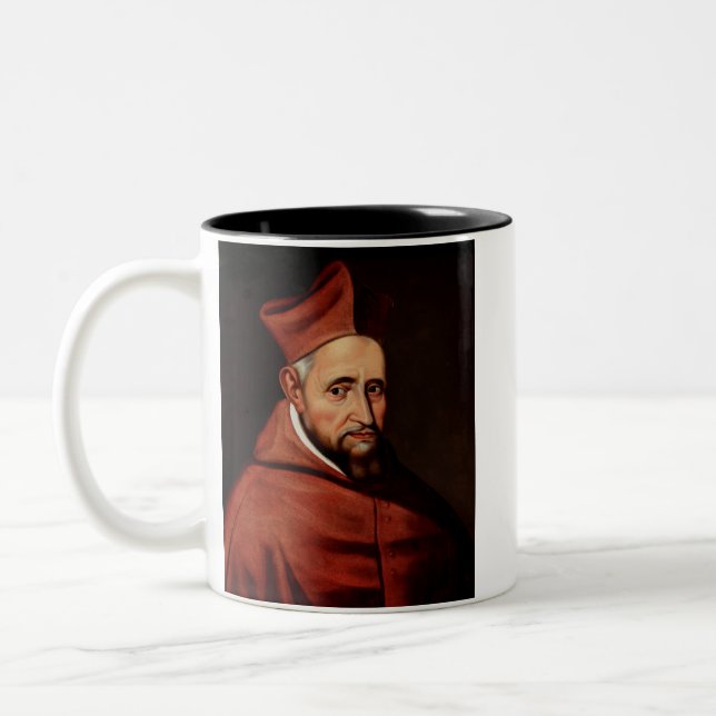 St. Robert Bellarmine Roman Library Art Two-Tone Coffee Mug (Left)