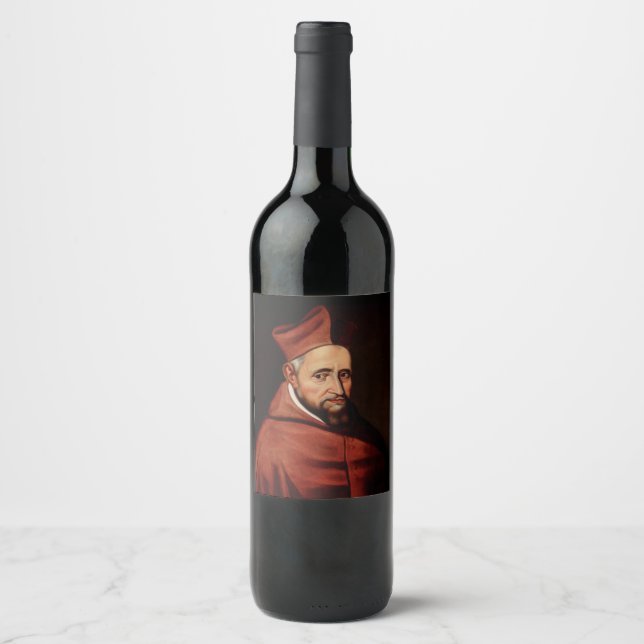 St. Robert Bellarmine Roman Library Art Wine Label (Front)