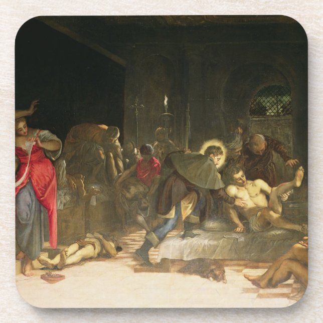 St. Roch Curing the Plague Coaster (Front)
