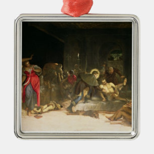 St. Roch Curing the Plague Metal Tree Decoration