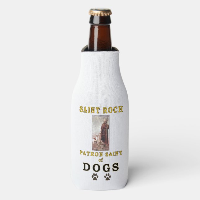 ST ROCH PATRON SAINT of DOGS Bottle Cooler (Bottle Front)