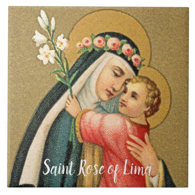 St. Rose of Lima and the Christ Child (M 023) Tile (Front)