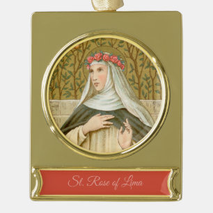 St. Rose of Lima (BK 020) Gold Plated Banner Ornament