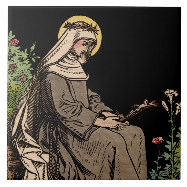 St. Rose of Lima Meditating Tile (Front)