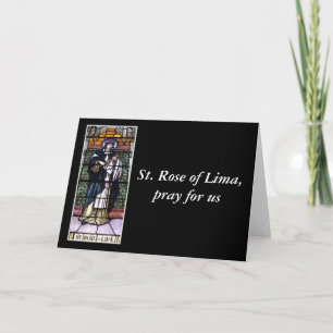 St. Rose of Lima -pray for us-stained glass window Holiday Card