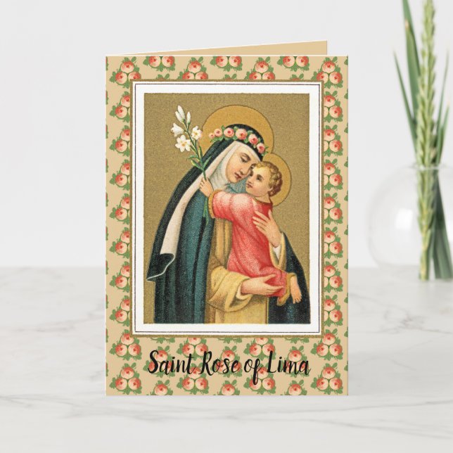 St Rose & the Christ Child (M 023) Blank Greeting Card (Front)