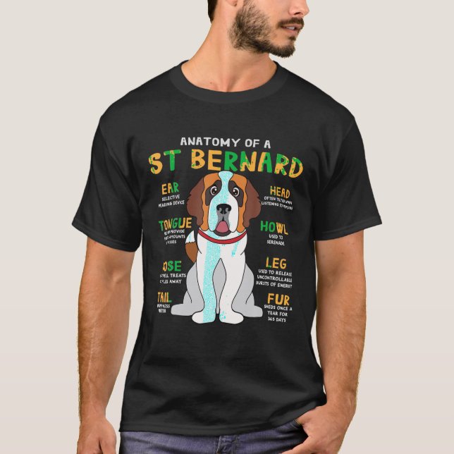 St Saint Bernard Anatomy Funny Dog Mum Dad Gift T  T-Shirt (Front)