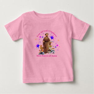 St. Saint Francis of Assisi Catholic girl pink  Baby T-Shirt