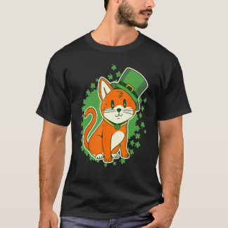St Saint Patrick s Day Cat Animal with Irish Hat T-Shirt