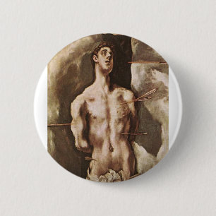 St Sebastian 6 Cm Round Badge