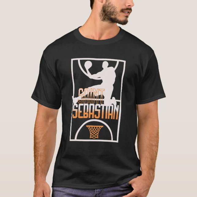 St Sebastian Basketball Dunk Patron Saint Of Sport T-Shirt (Front)