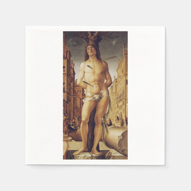 St Sebastian by Liberale Da Verona Napkin (Front)