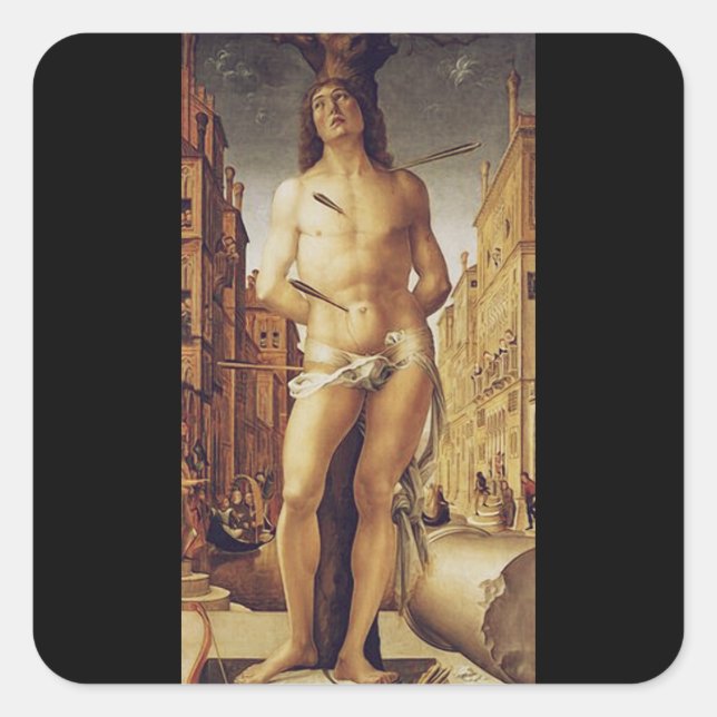 St Sebastian by Liberale Da Verona Square Sticker (Front)
