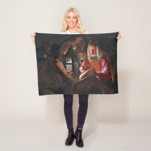 St. Sebastian Embraced by Irene, La Tour Fleece Blanket