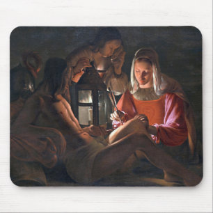 St. Sebastian Embraced by Irene, La Tour Mouse Pad