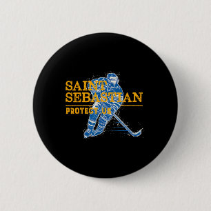 St Sebastian Hockey Patron Saint Of Sports Athlete 6 Cm Round Badge