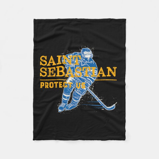 St Sebastian Hockey Patron Saint Of Sports Athlete Fleece Blanket (Front)
