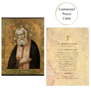 St. Seraphim of Sarov Orthodox Prayer Card