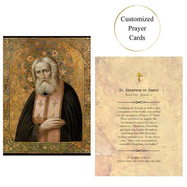 St. Seraphim of Sarov Orthodox Prayer Card (Creator Uploaded)