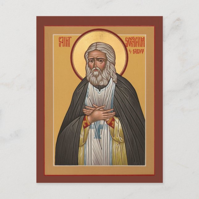 St. Seraphim of Sarov Prayer Card (Front)