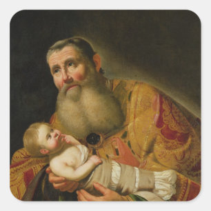 St. Simeon Presenting the Infant Christ Square Sticker