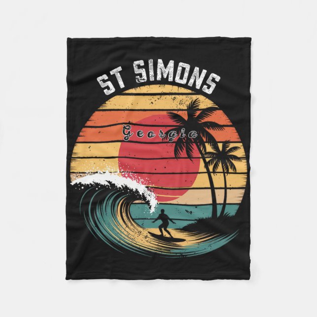 St Simons Beach Georgia Beach Surfing  Fleece Blanket (Front)